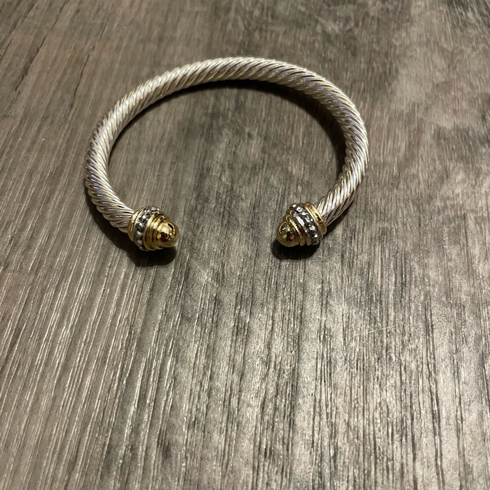 Two toned cuff bracelet, metal bangle bracelet